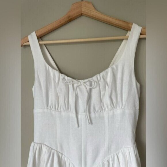 NEW Reformation Balia Linen Sleeveless Midi Dress in White | US 0 UK 4 - Picture 11 of 14